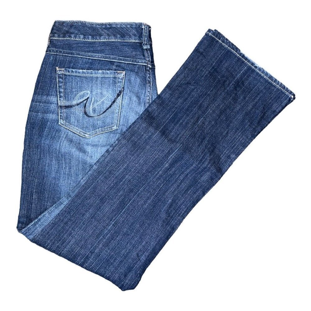 EXPRESS Eva Boot Leg Womens Long Blue Medium Wash Denim Mid Rise Jeans
